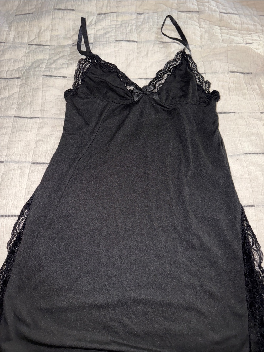 Xhilaration Black Lace-Trim Chemise Slip